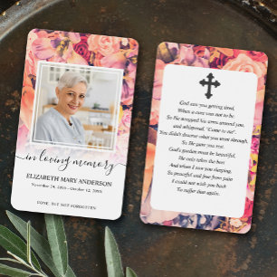 Bright Floral Foto Sympathie Uitvaartgebed Kaart