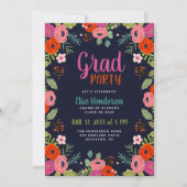 Bright Floral Graduation Party Invitation (Devant)