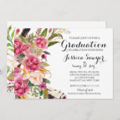 Bright Floral Graduation party Invitation (Devant / Derrière)