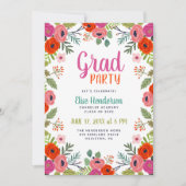Bright Floral Graduation Party Invitation (Devant)