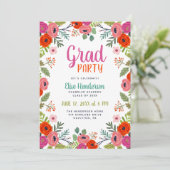 Bright Floral Graduation Party Invitation (Debout devant)