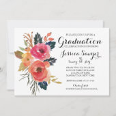Bright Floral Graduation party Invitation (Devant)