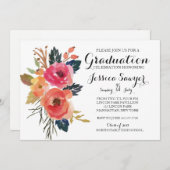 Bright Floral Graduation party Invitation (Devant / Derrière)