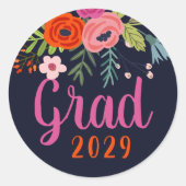 Bright Floral Graduation Ronde Sticker (Voorkant)