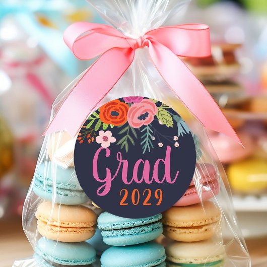 Bright Floral Graduation Ronde Sticker