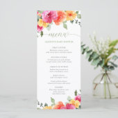 Bright floral hot roze sinaasappel baby shower men programma (Staand voorkant)