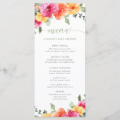 Bright floral hot roze sinaasappel baby shower men programma (Voorkant)