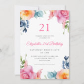 Bright Floral Invitation du 21e anniversaire (Devant)