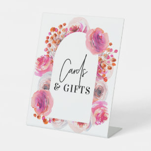 Bright Floral Kaarten en cadeautjes ondertekenen v Reclamebord Met Voetstuk