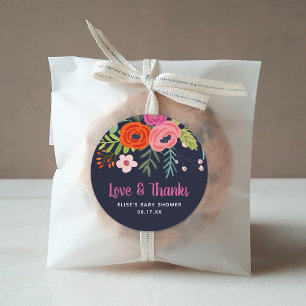 Bright Floral Love en Bedankt Baby shower Ronde Sticker