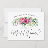 Bright Floral Maid of Honor Kaart (Voorkant)