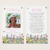 Bright Floral Memorial Funeral Prayer Kaart (Voorkant /achterkant)