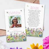 Bright Floral Memorial Funeral Prayer Kaart