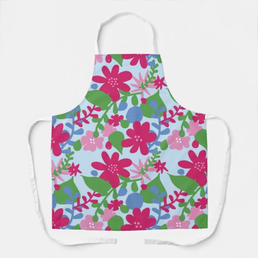 Bright Floral met lichte blauwe achtergrond Schort (Voorkant)