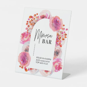 Bright Floral Mimosa Bar, teken voor Vrijgezellenf Reclamebord Met Voetstuk