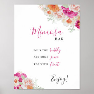 Bright Floral Mimosa Bar Vrijgezellenfeest Tafelbo Poster