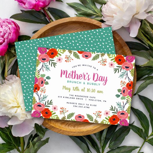 Bright Floral Moederdag Brunch Kaart