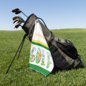 Bright Floral Monogram Golfhanddoek (Groen)