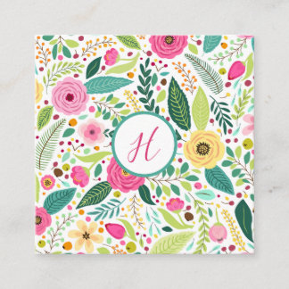 Bright Floral Monogram Informatiekaartje