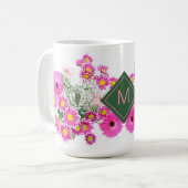 Bright Floral Monogramme café Mug (Devant gauche)