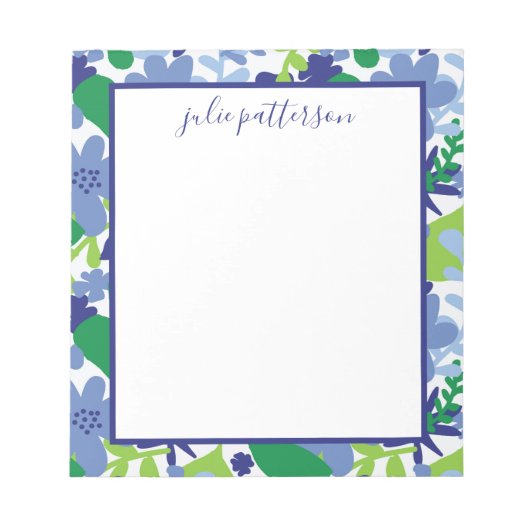Bright Floral Multi-Green en Blue Notitieblok (Voorkant)