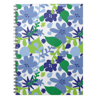 Bright Floral Multi Green en Blue Spiral Notitiebo Notitieboek