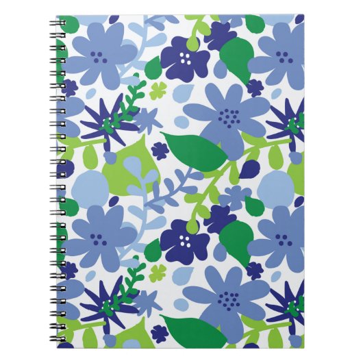 Bright Floral Multi Vert et Carnet Spiral Bleu (Devant)