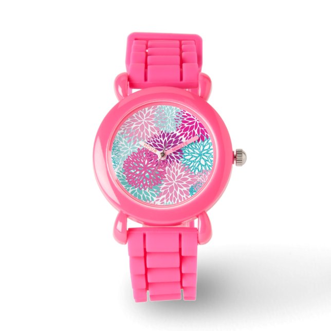 Bright Floral patroon 2 Horloge (Voorkant)