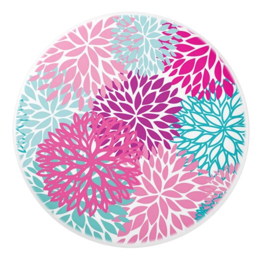 Bright Floral patroon 2 Keramische Knop (Voorkant)