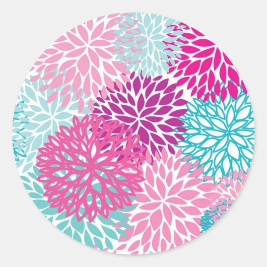 Bright Floral patroon 2 Ronde Sticker (Voorkant)