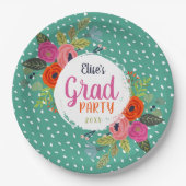Bright Floral Personalized Graduation Party Papieren Bordje (Voorkant)