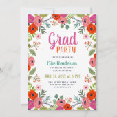 Bright Floral Photo Graduation Party Invitation (Dos)