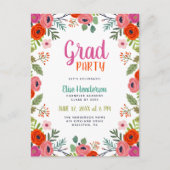 Bright Floral Photo Graduation Party Invitation (Devant)