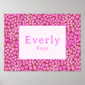 Bright Floral Poster Girl Room Custom Name (Voorkant)