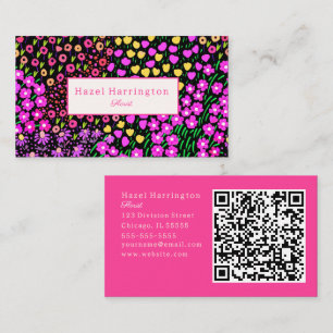 Bright Floral QR Code Carte de visite Scannable