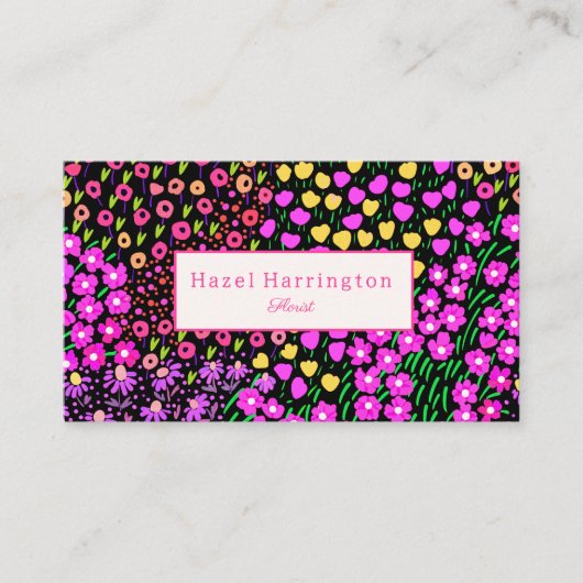 Bright Floral QR Code Visitekaartje scanbaar (Voorkant)