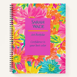 Bright Floral Spiral Notitieboek- Roze, Blauw & Si Notitieboek