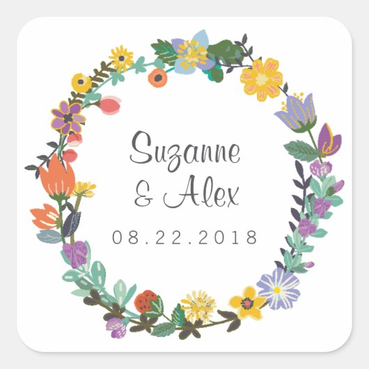 Bright Floral Spring Wedding Sticker (Voorkant)