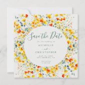 Bright Floral Square bruiloft Save The Date (Voorkant)