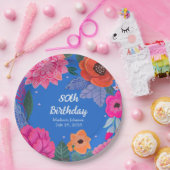 Bright Floral Verjaardagsfeest Papieren Bordje (Feest)