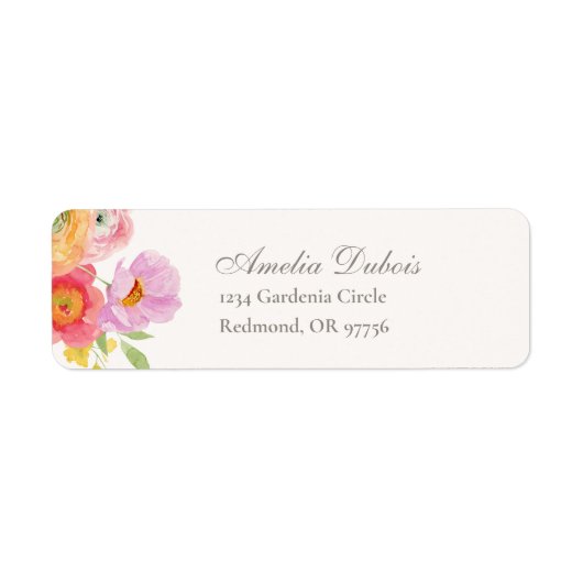 Bright Floral Wedding Return Address Labels (Voorkant)