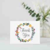 Bright Floral Wreath Spring Weddenschap Bedankt Briefkaart (Staand voorkant)