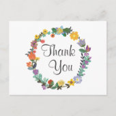 Bright Floral Wreath Spring Weddenschap Bedankt Briefkaart (Voorkant)
