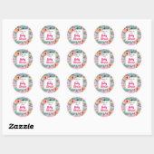 BRIGHT FLORALS & GREENERY PINK RONDE STICKER (Vel)