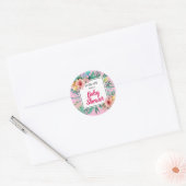 BRIGHT FLORALS & GREENERY PINK RONDE STICKER (Envelop)