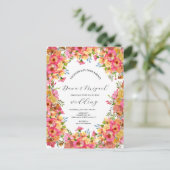 Bright Florals roze kleurrijke Waterverf bruiloft Briefkaart (Staand voorkant)