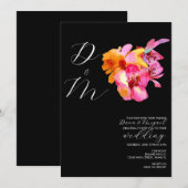 Bright Florals Waterkleurig Monogram Weddenschap Kaart (Voorkant / Achterkant)