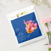 Bright Florals Waterkleurige Monogram Blue Wedding Bedankzakje (Gezegeld)