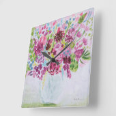 Bright Flower Bouquet Vierkante Klok (Hoek)
