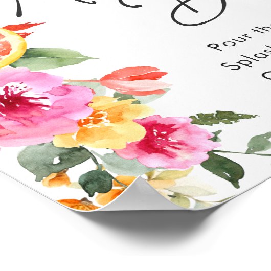 Bright Flowers Floral Citrus Bridal Mimosa Bar Poster (Hoek)